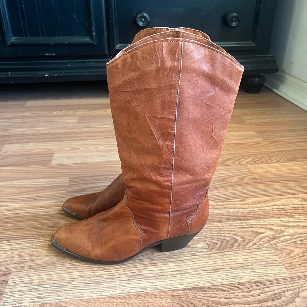 Dingo Western Slouch Tan Chestnut Cowgirl Boots Pointy Toe Festival Womens 7.5